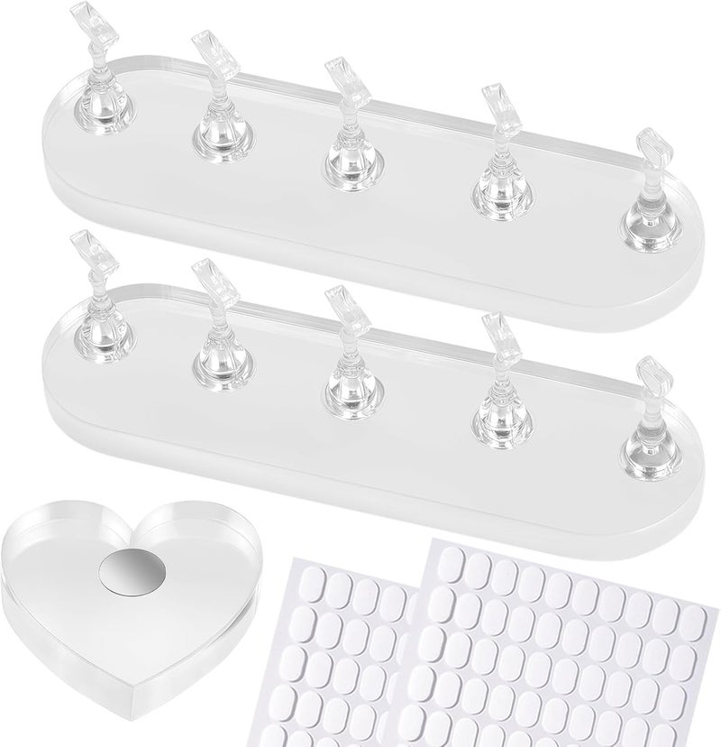 ESUOHYM Nail Stand For Press On Acrylic Strong Magnetic Nail Holder Kit For Painting Nails Tip Arts Display Stand With 200 PCS Double-Sided Tape And 1 Heart Shaped Acrylic Magnetic Presson Stand - Image 1
